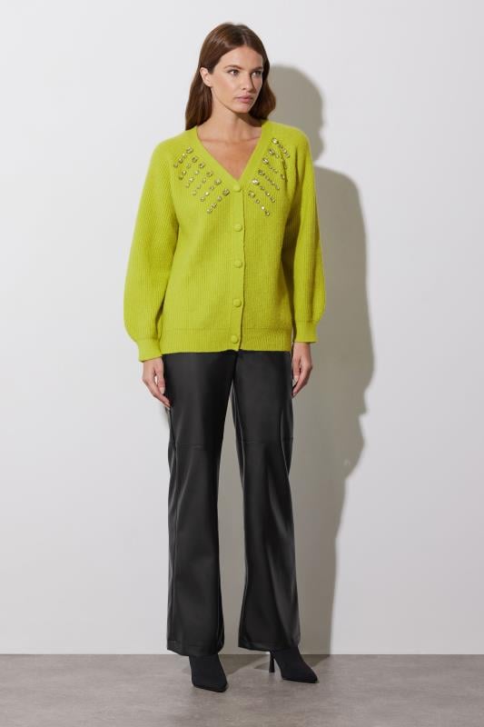 Evans STAR Lime Green Gem Embellished Cardigan