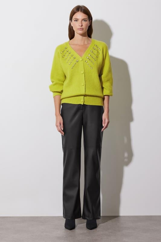 Evans STAR Lime Green Gem Embellished Cardigan