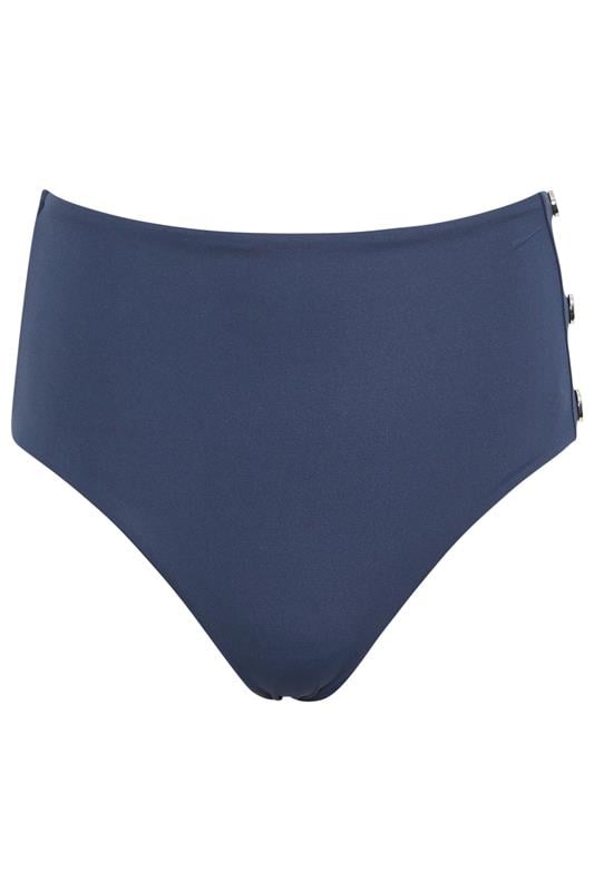 Evans STAR Navy Blue Popper Detail Bikini Bottoms