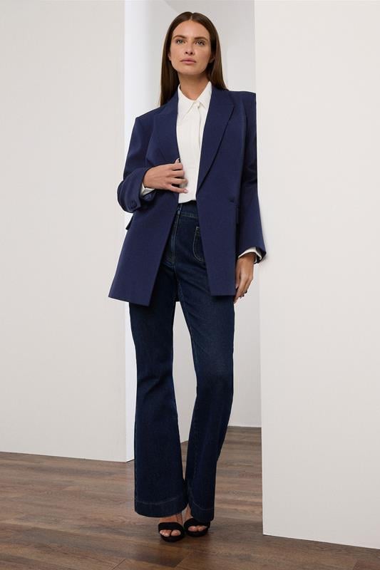 Evans STAR Navy Blue Tailored Blazer