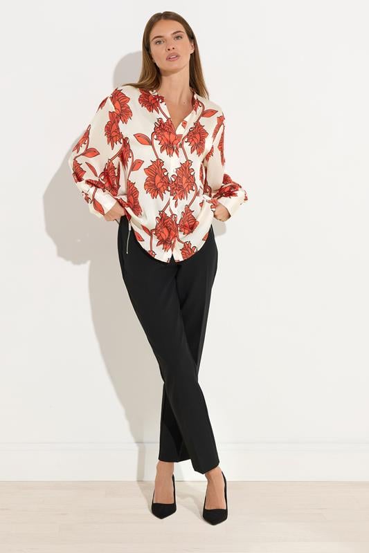 Evans STAR Orange Floral Notch Neck Blouse