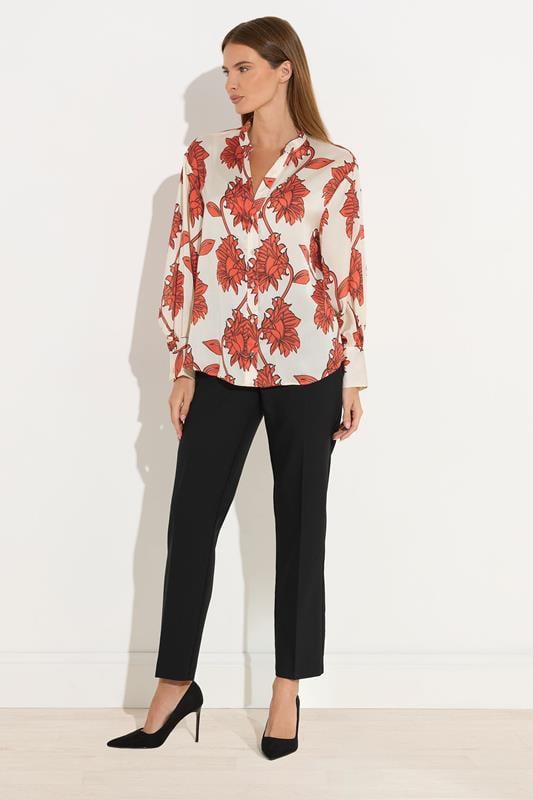 Evans STAR Orange Floral Notch Neck Blouse