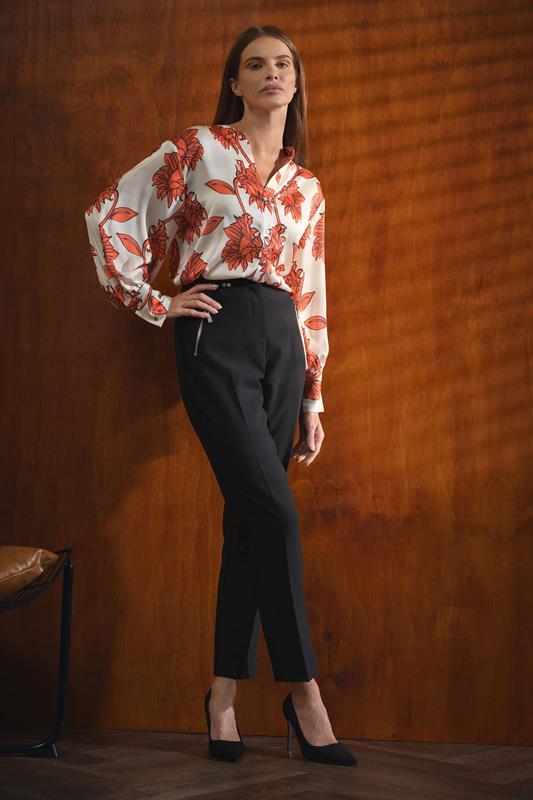 evans STAR Orange Floral Notch Neck Blouse