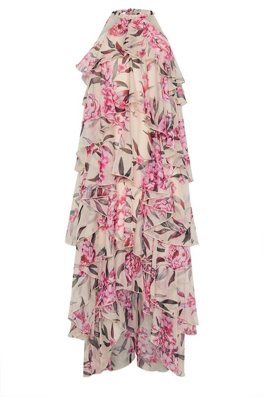 Evans STAR Pink Floral Chiffon Tiered Frill Dress