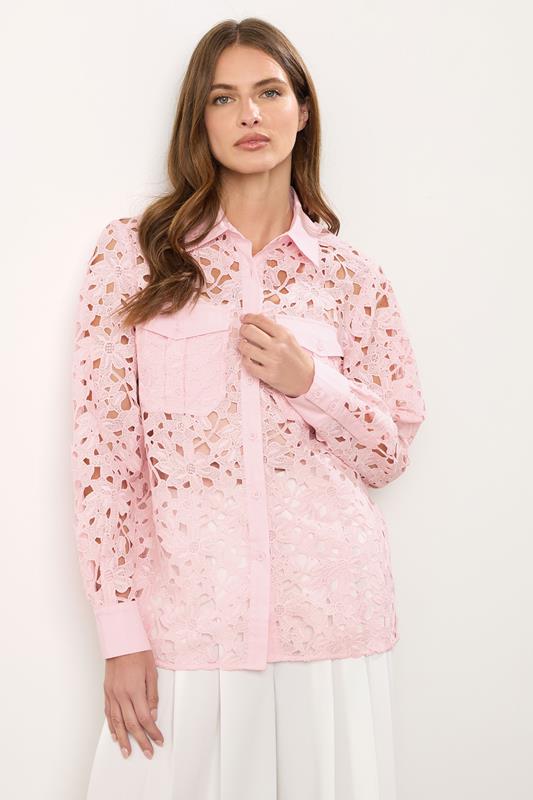 Evans STAR Pink Lace Button Through Shirt