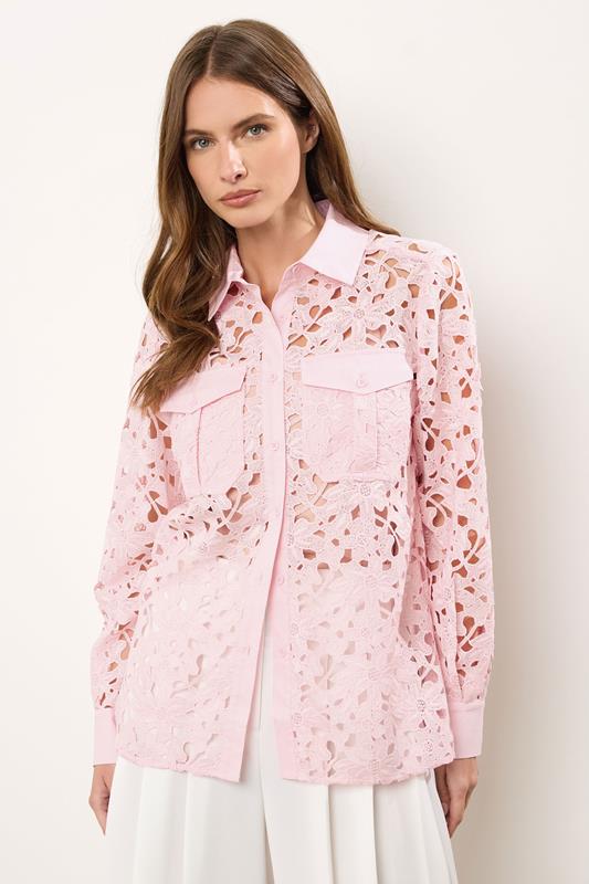 Evans STAR Pink Lace Button Through Shirt