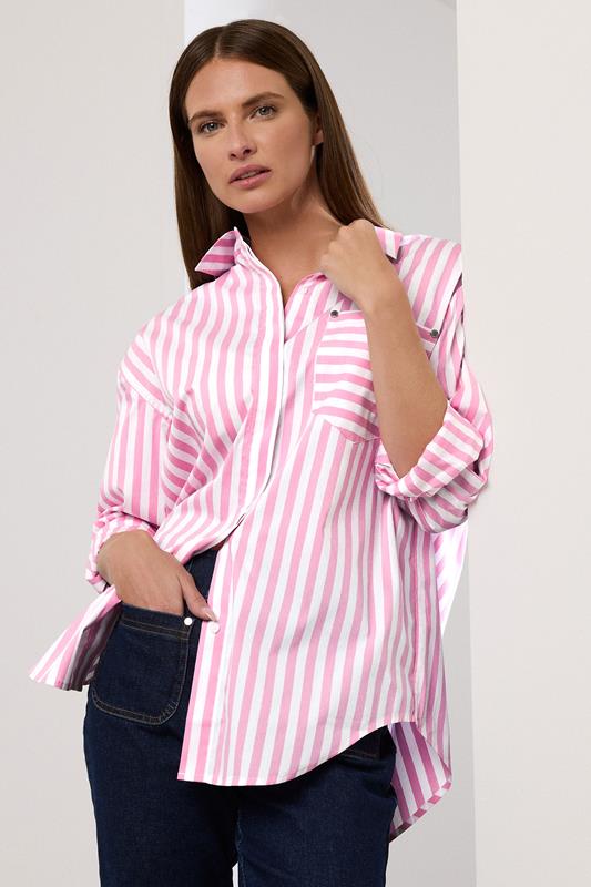 evans STAR Pink Striped Long Sleeve Shirt