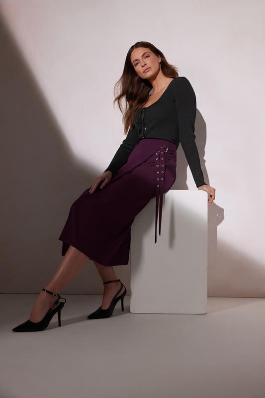 evans STAR Purple Belt Buckle Wrap Skirt