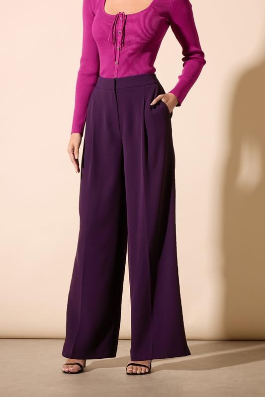 Evans STAR Purple Tailored Pleated Front Trousers