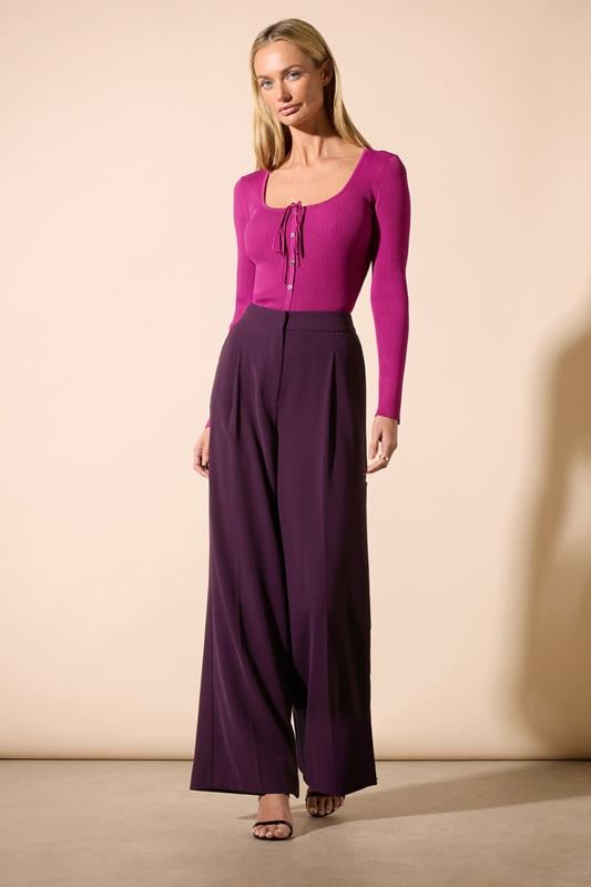 Evans STAR Purple Tailored Pleated Front Trousers