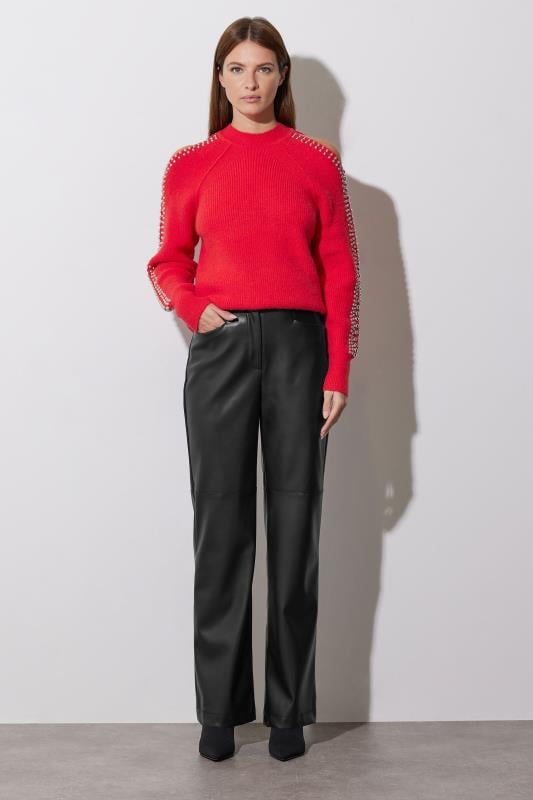 Evans STAR Red Embellished Sleeve Jumper