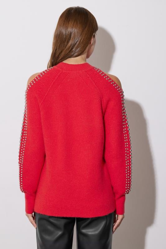 Evans STAR Red Embellished Sleeve Jumper