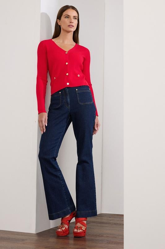 evans STAR Red Knitted Button Cardigan