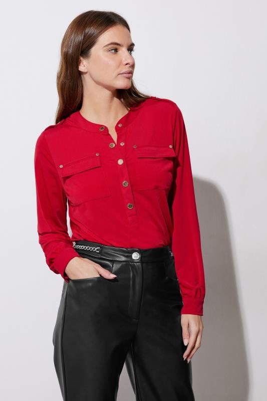 Evans STAR Red Military Button Shirt