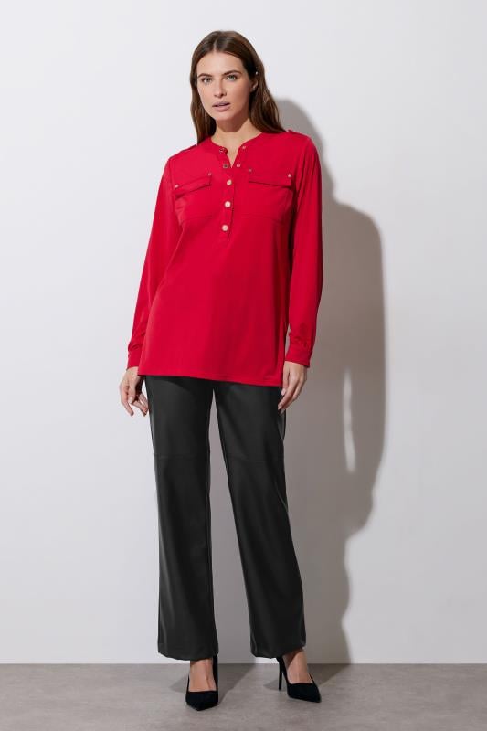 Evans STAR Red Military Button Shirt