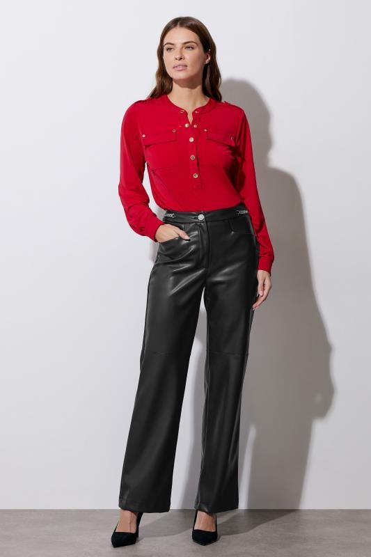 evans STAR Red Military Button Shirt