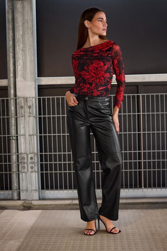 evans STAR Red Paisley Mesh Top