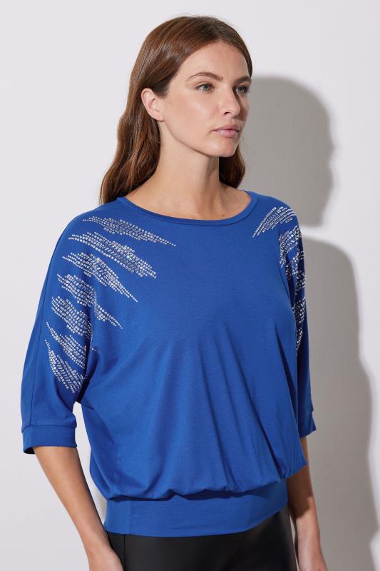evans STAR Royal Blue Diamante Sleeve Top