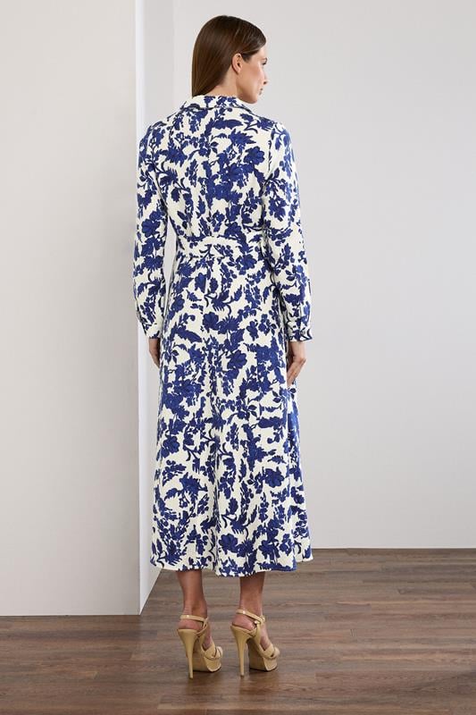 Evans STAR White & Blue Floral Print Shirt Dress