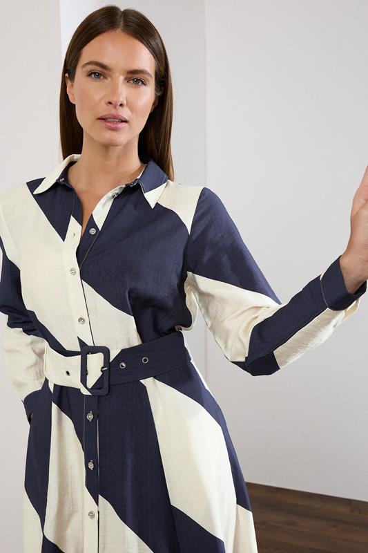 Evans STAR White & Blue Stripe Print Shirt Dress