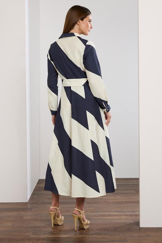 Evans STAR White & Blue Stripe Print Shirt Dress