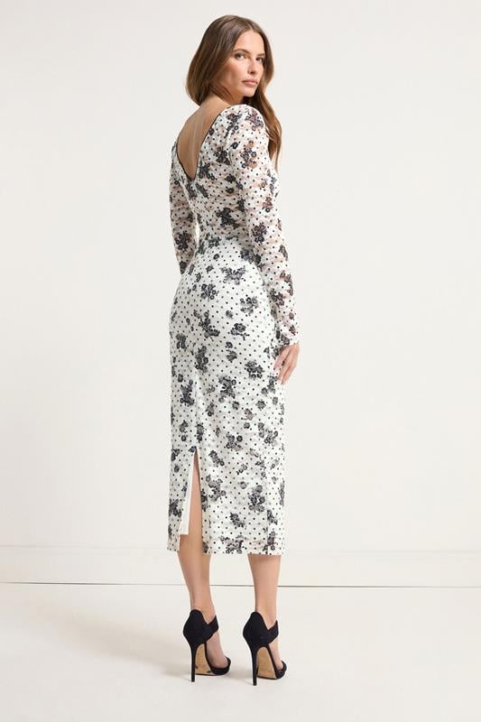 Evans STAR White Floral Lace Corset Midi Dress