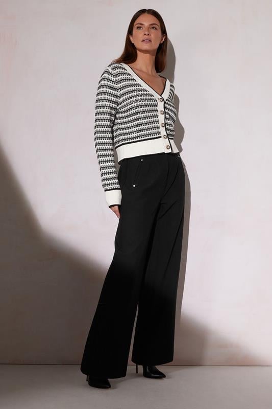 Evans STAR White Knit Metallic Striped Cardigan