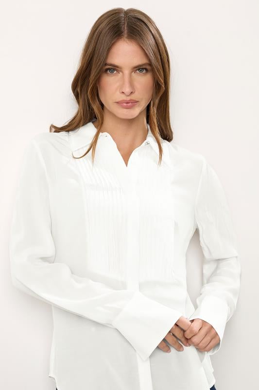 evans STAR White Pintuck Long Sleeve Shirt