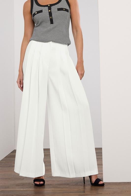 Evans STAR White Pleated Wide Leg Trousers