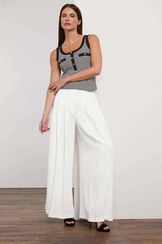 Evans STAR White Pleated Wide Leg Trousers