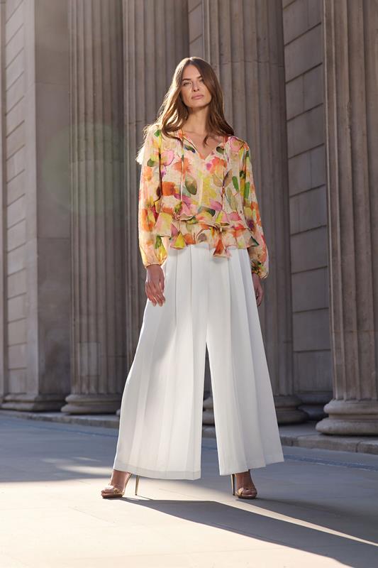 evans STAR White Pleated Wide Leg Trousers