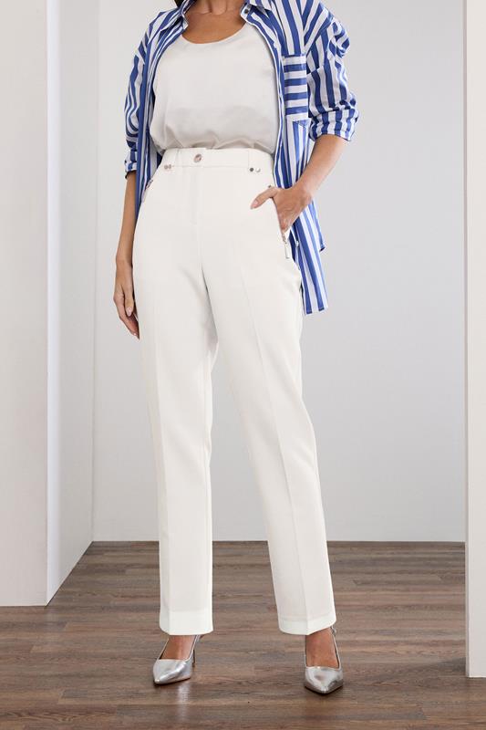 Evans STAR White Tailored Straight Leg Trousers