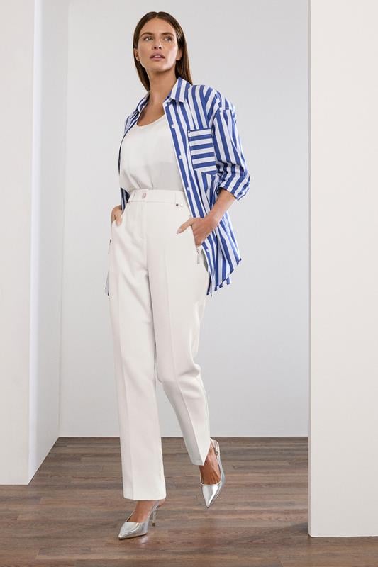 Evans STAR White Tailored Straight Leg Trousers