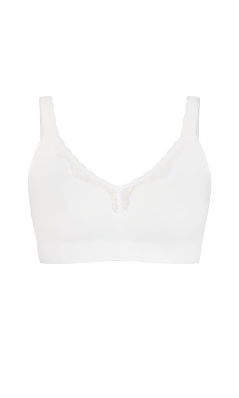 Evans Evans White Comfort Cotton Non-Wired Lace Bra