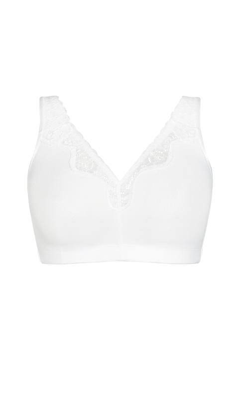 Evans Evans White Comfort Cotton Non-Wired Lace Bra