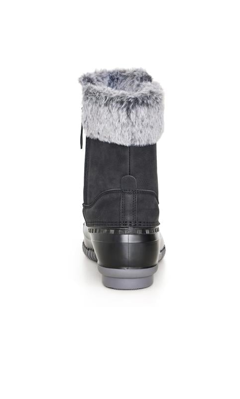 Evans Evans WIDE FIT Black Faux Fur Lined Embroided Snow Boots
