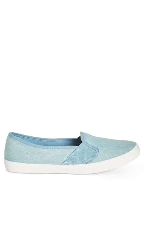 Evans Evans WIDE FIT Blue Denim Blue Slip On Trainers