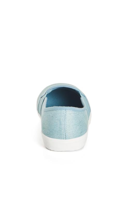 Evans Evans WIDE FIT Blue Denim Blue Slip On Trainers