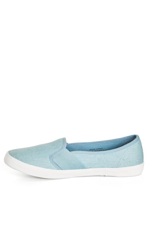 Evans Evans WIDE FIT Blue Denim Blue Slip On Trainers
