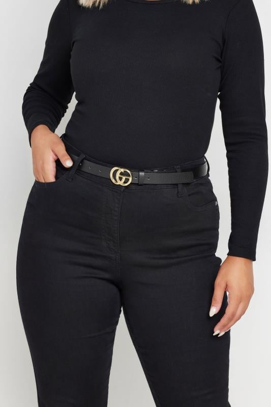 Evans Yours 2 PACK Black & Red Gold Buckle Belts