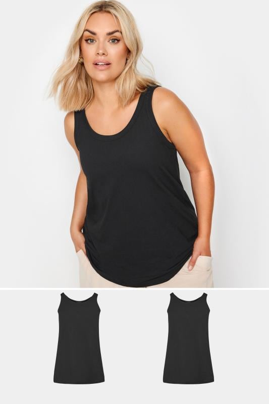 evans YOURS 2 PACK Curve Black Core Vest Tops