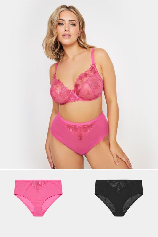evans YOURS 2 PACK Curve Pink & Black Briefs