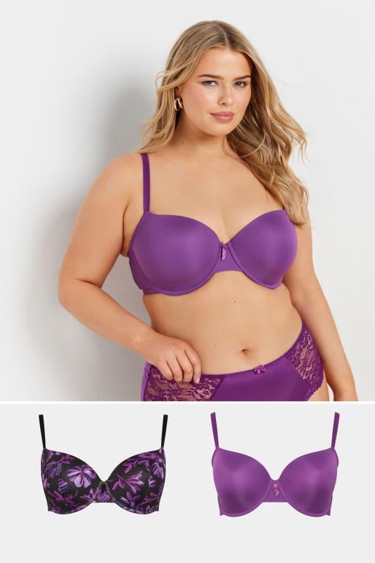 evans YOURS 2 PACK Curve Purple Floral Padded Bras