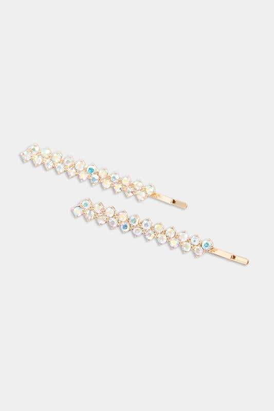 Evans Yours 2 PACK Gold Diamante Hairslide Set