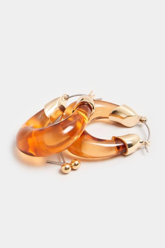 Evans Yours 2 PACK Gold Tone Amber Hoop Earrings