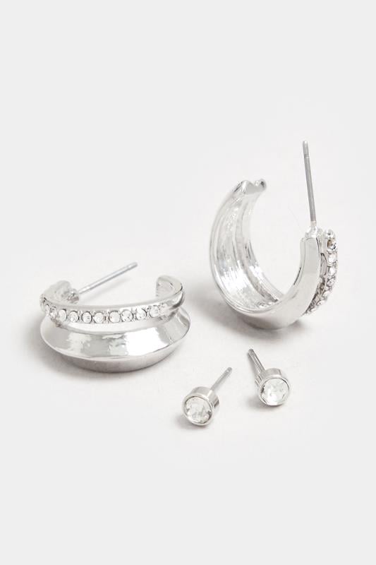 Evans Yours 2 PACK Silver Diamante Hoop Earrings