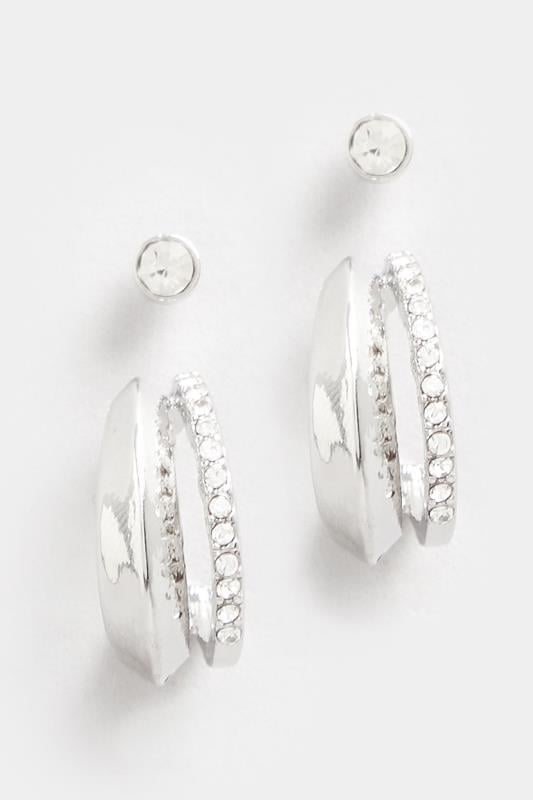 Evans Yours 2 PACK Silver Diamante Hoop Earrings