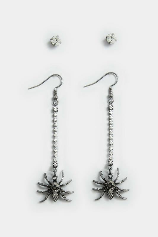 Evans Yours 2 PACK Silver Spider Earrings Set