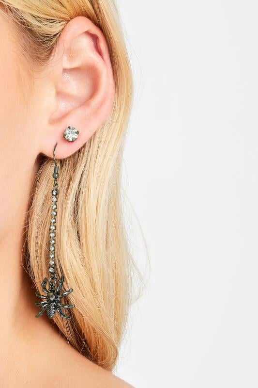 evans Yours 2 PACK Silver Spider Earrings Set