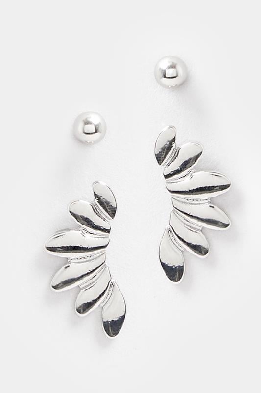 Evans Yours 2 PACK Silver Tone Leaf Stud Earrings